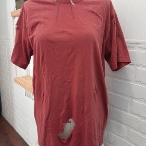 Men's Red Distressed T-Shirt